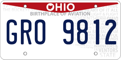 OH license plate GRO9812