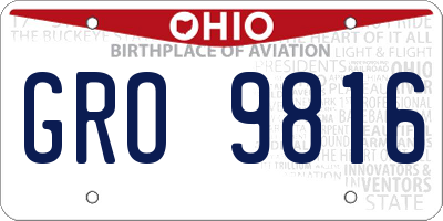 OH license plate GRO9816