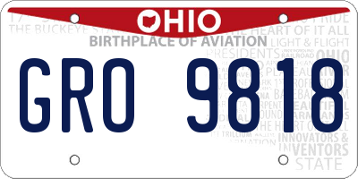 OH license plate GRO9818