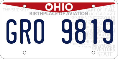 OH license plate GRO9819
