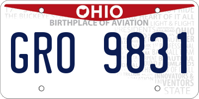 OH license plate GRO9831
