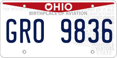 OH license plate GRO9836