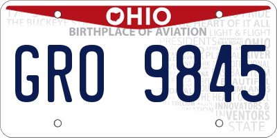 OH license plate GRO9845