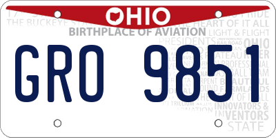 OH license plate GRO9851
