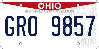 OH license plate GRO9857