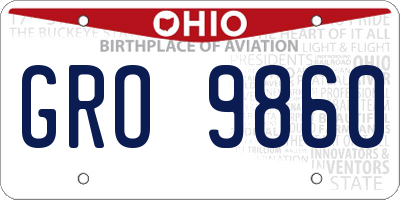 OH license plate GRO9860