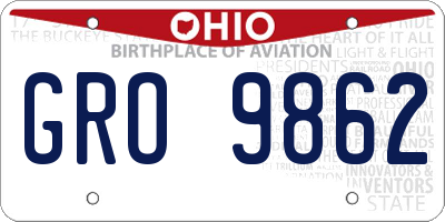OH license plate GRO9862