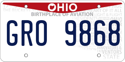 OH license plate GRO9868