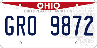 OH license plate GRO9872