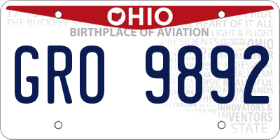 OH license plate GRO9892
