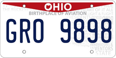 OH license plate GRO9898