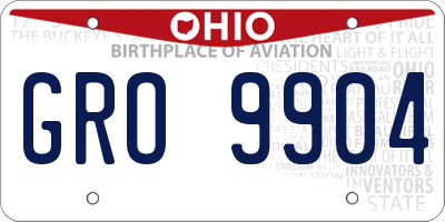 OH license plate GRO9904