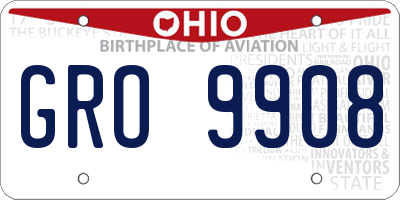 OH license plate GRO9908