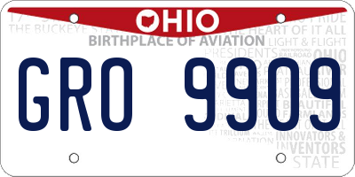OH license plate GRO9909