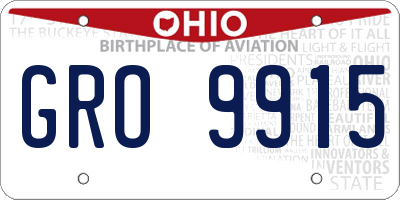OH license plate GRO9915