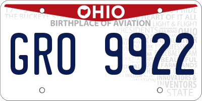 OH license plate GRO9922