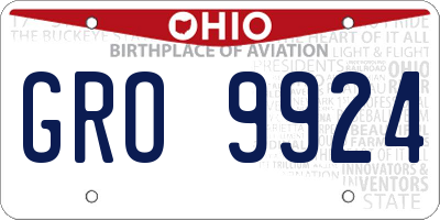 OH license plate GRO9924