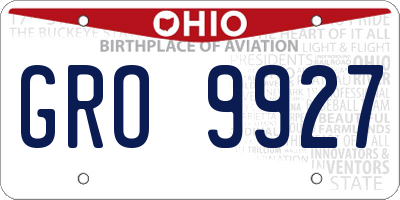 OH license plate GRO9927