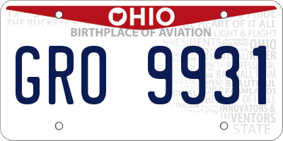 OH license plate GRO9931