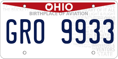OH license plate GRO9933