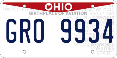 OH license plate GRO9934