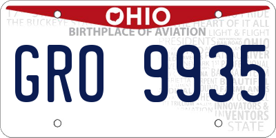 OH license plate GRO9935