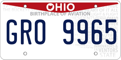 OH license plate GRO9965