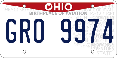 OH license plate GRO9974