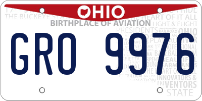 OH license plate GRO9976