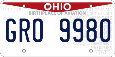 OH license plate GRO9980