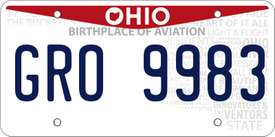 OH license plate GRO9983