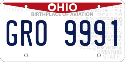 OH license plate GRO9991