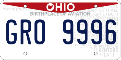 OH license plate GRO9996