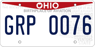 OH license plate GRP0076