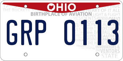 OH license plate GRP0113