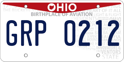 OH license plate GRP0212