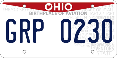 OH license plate GRP0230