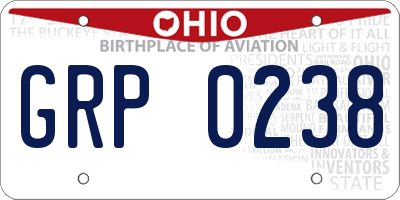 OH license plate GRP0238
