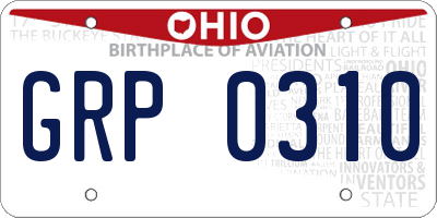 OH license plate GRP0310