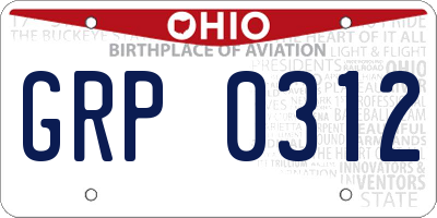 OH license plate GRP0312