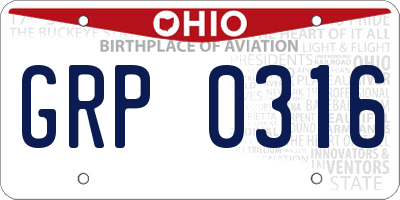 OH license plate GRP0316