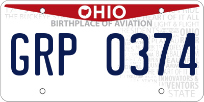 OH license plate GRP0374