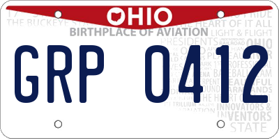 OH license plate GRP0412