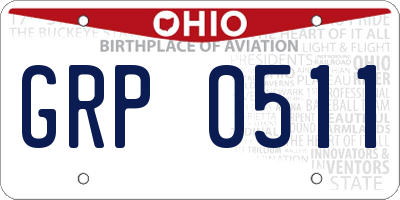 OH license plate GRP0511