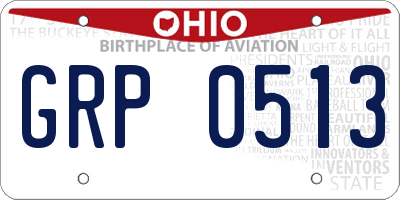 OH license plate GRP0513
