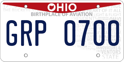 OH license plate GRP0700