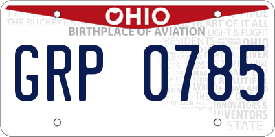 OH license plate GRP0785