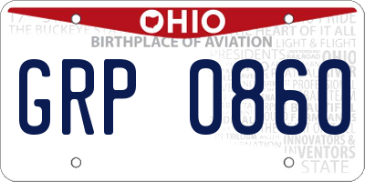 OH license plate GRP0860