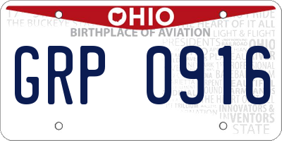 OH license plate GRP0916