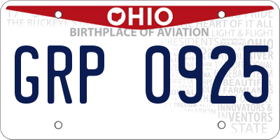 OH license plate GRP0925